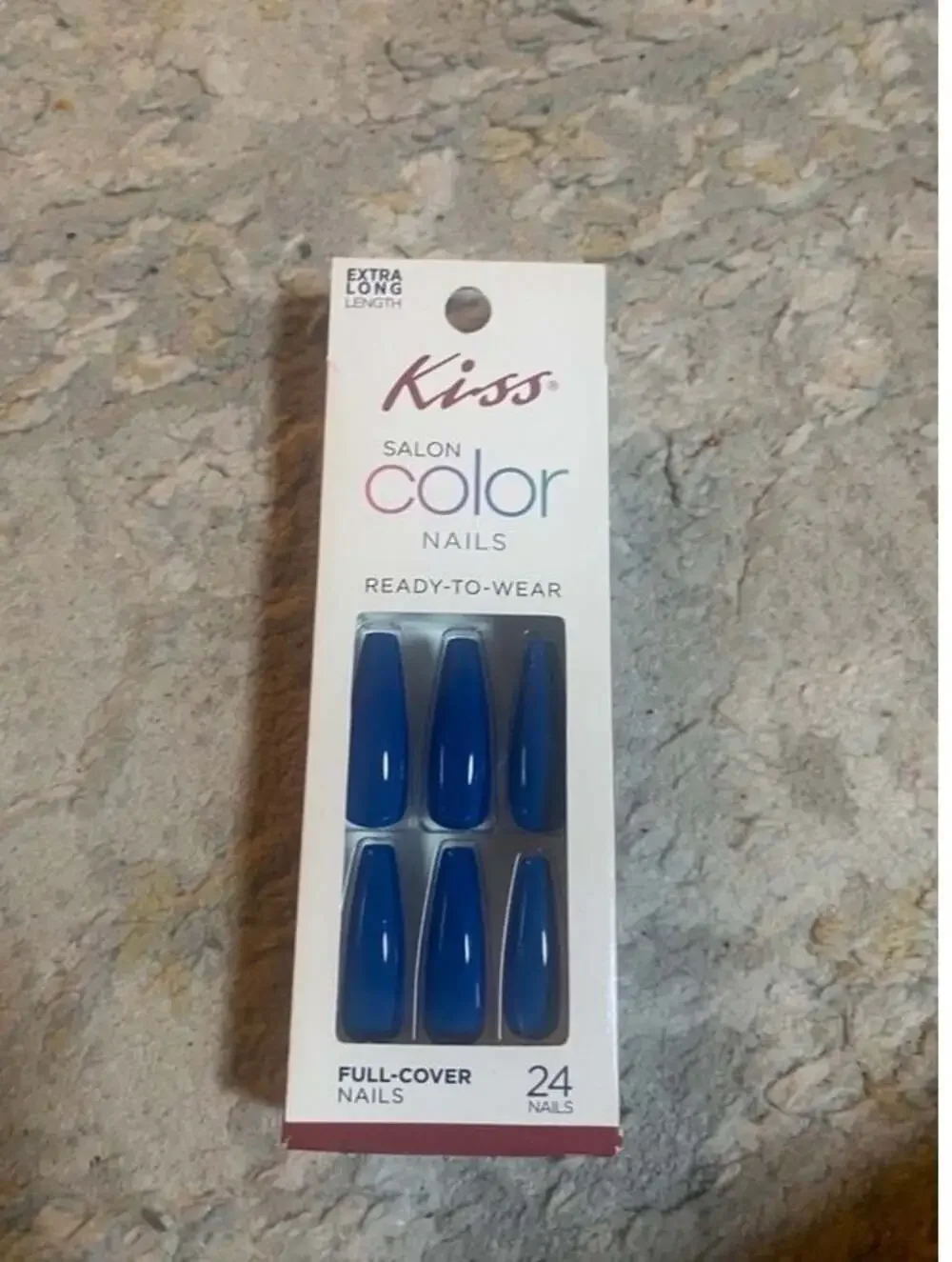Kiss Salon Color Nails - Extra Long - Shiny Fantastic Blue - 24 Nails